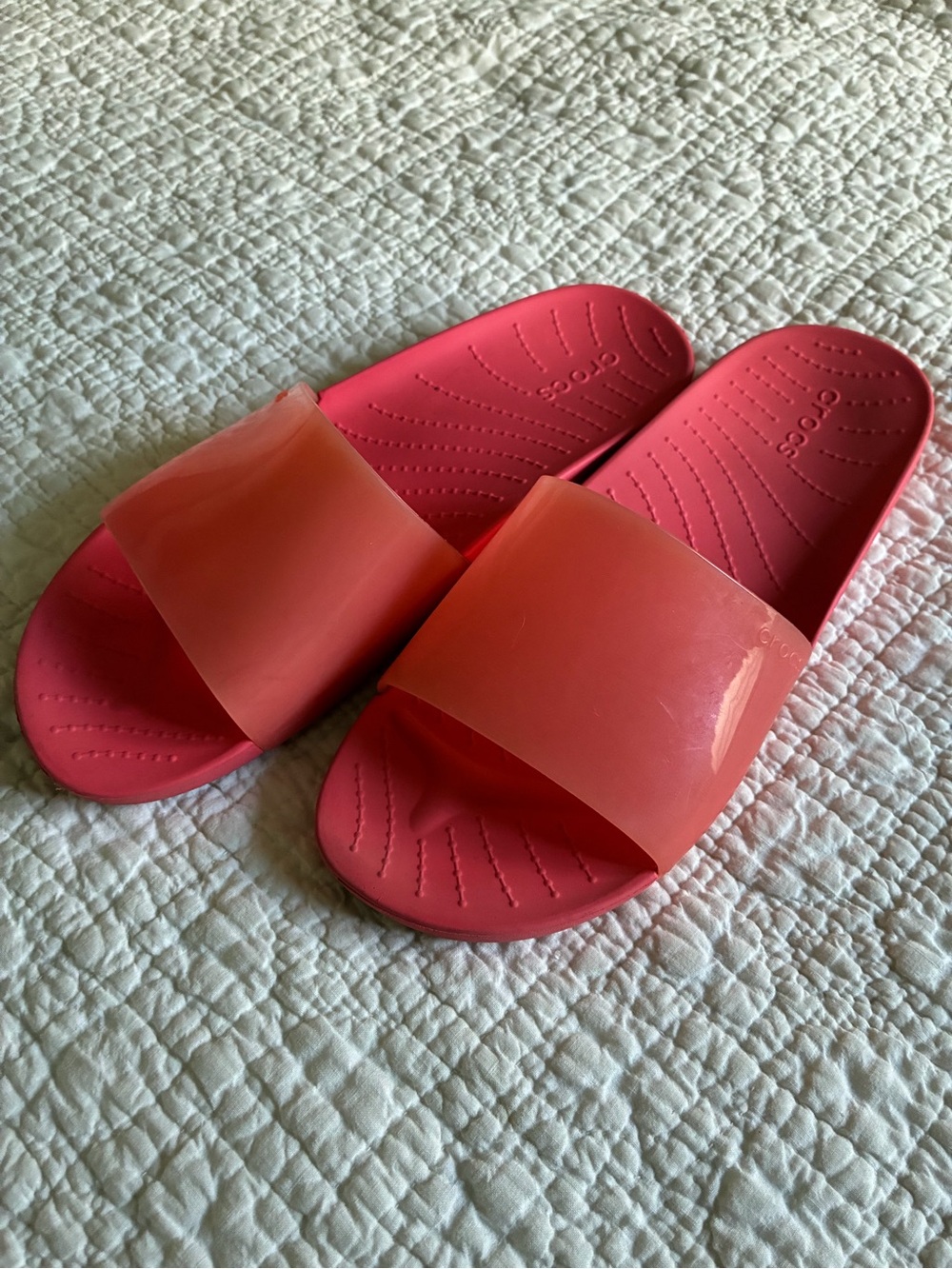 CROCS Women's Coral Red Slide Sandals